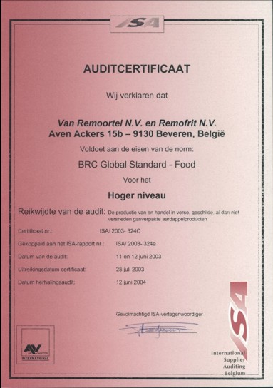 2003 - BRC-certificaat